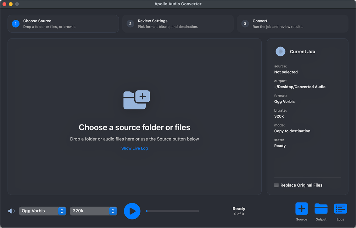 Apollo Audio Converter mobile app UI design