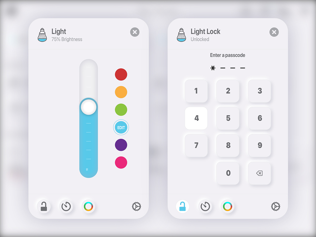 Smart Home App - Lock & Brightness UI